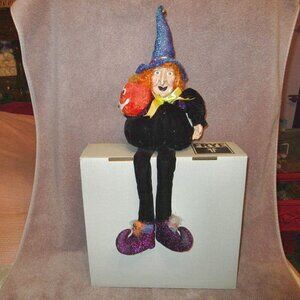 Vtg Joelson Hagatha Witch Plush Doll 23" Shelf Sitter Pumpkin Wart Halloween